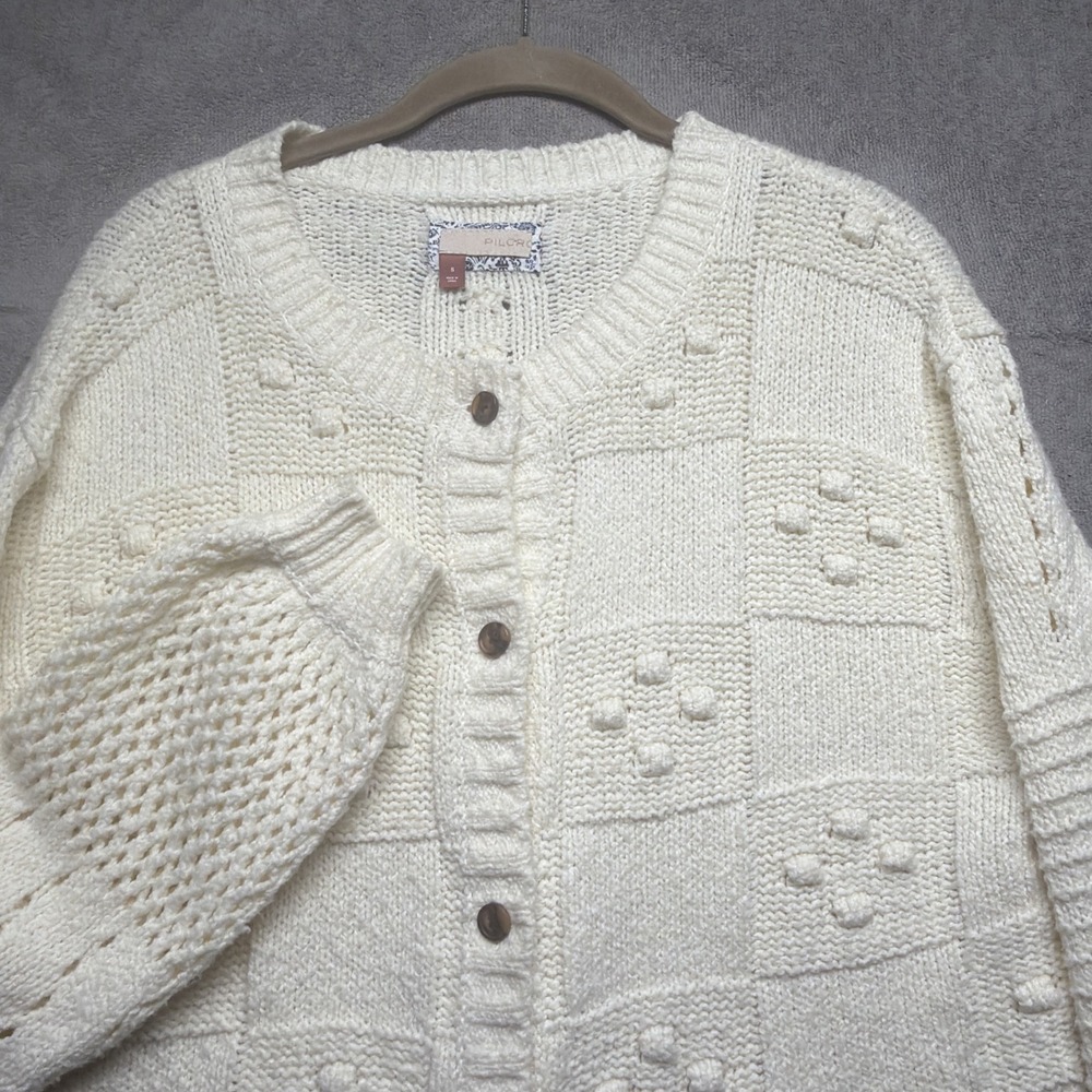 Anthropologie Pilcro Cardigan Diana Knit Ivory Button Front Small